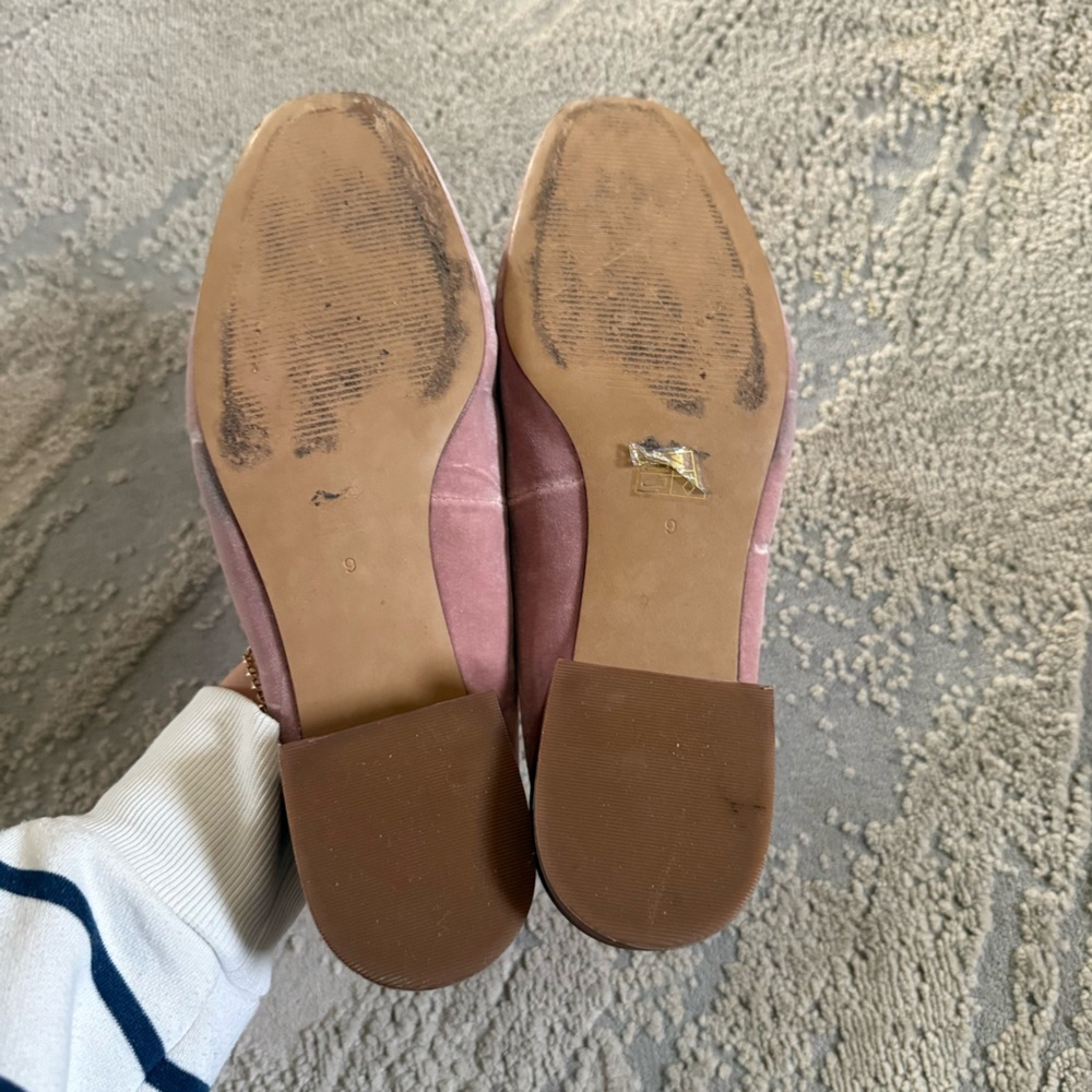 Madewell Willa Loafer Mules pink plush velvet slip on loafer flats size 9 - Picture 6 of 11